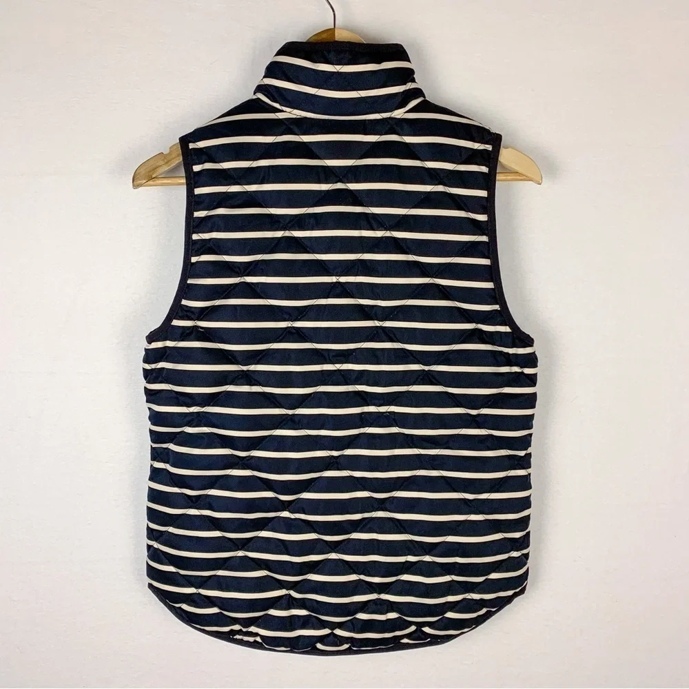 J. Crew Navy White Stripe Down Puffer Vest